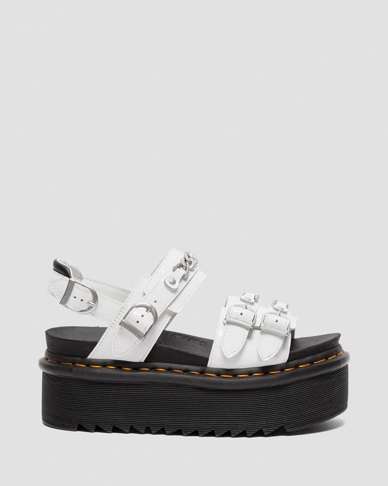 Women's Dr Martens Voss II Chain Patent Leather Platform Sandals White | AU 315PJJ